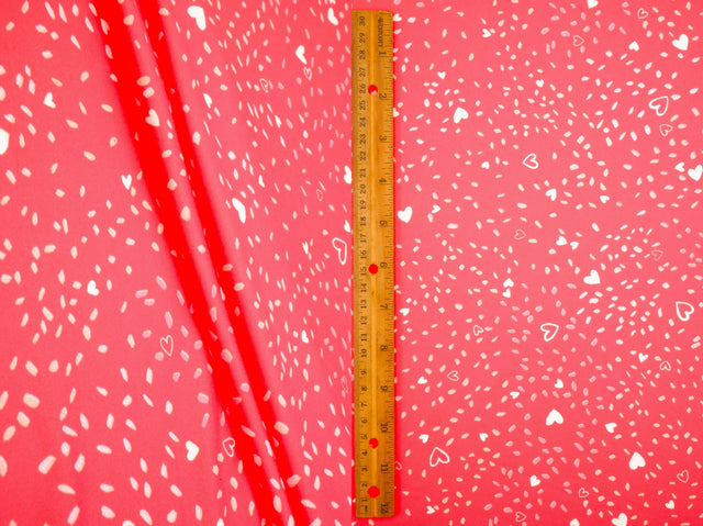 Heart Print DTY Brushed Knit Fabric