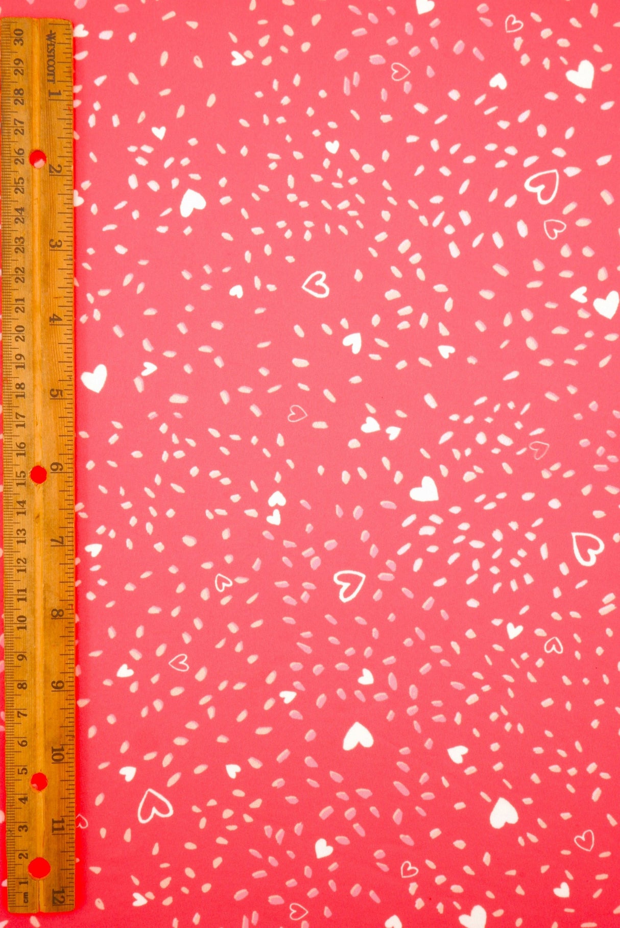 Heart Print DTY Brushed Knit Fabric