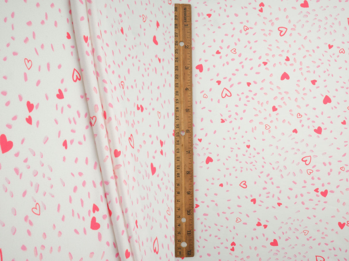 Heart Print DTY Brushed Knit Fabric