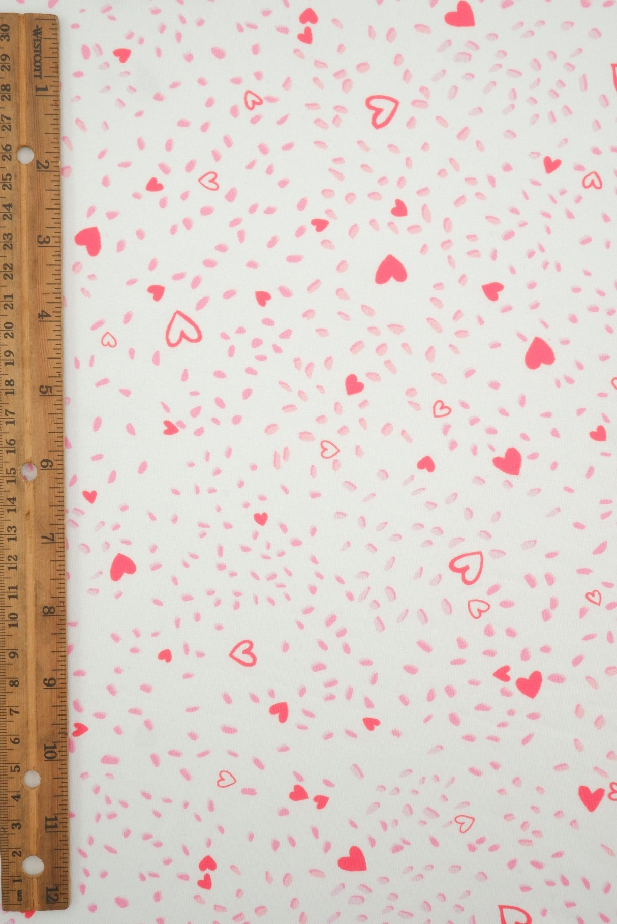 Heart Print DTY Brushed Knit Fabric