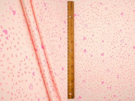 Heart Print DTY Brushed Knit Fabric