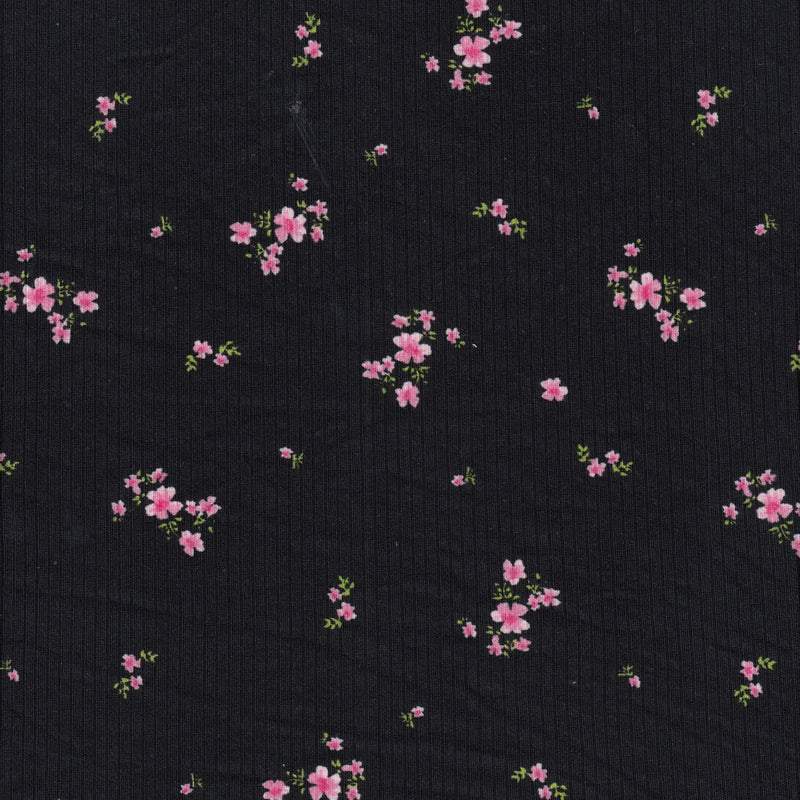 Ditsy Floral Rib Knit Polyester Spandex