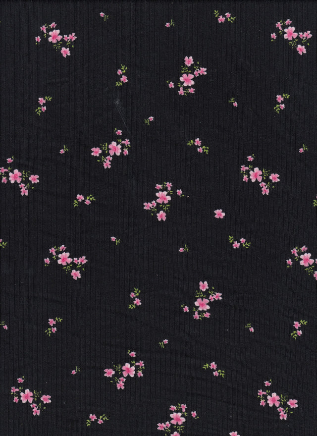 Ditsy Floral Rib Knit Polyester Spandex