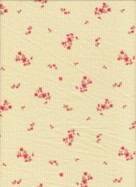 Ditsy Floral Rib Knit Polyester Spandex