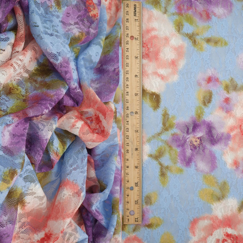 Floral Digital Print Lace Fabric 56/58" Wide – 110 GSM