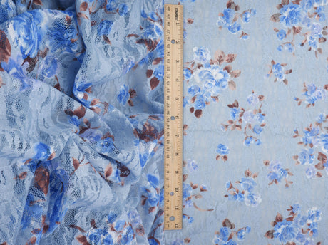 Floral Printed Lace Blue