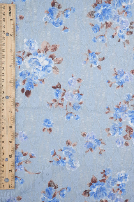 Floral Printed Lace Blue