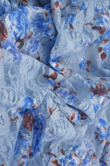 Floral Printed Lace Blue