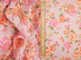 Floral Printed Lace Peach