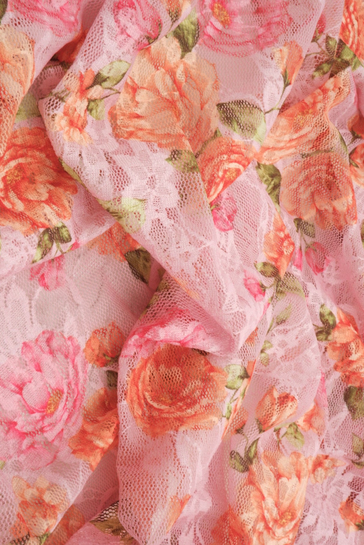 Floral Printed Lace Peach