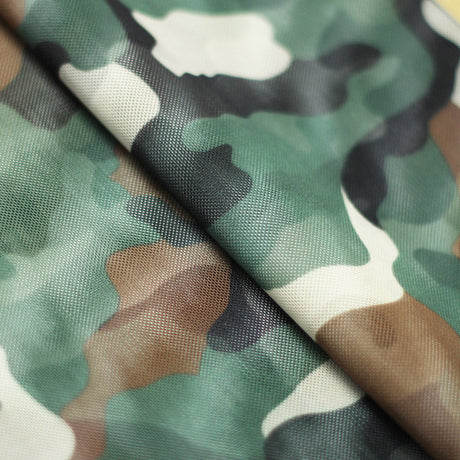 Camo Collage Polyester Spandex Fabric - Green Camouflage Print, 58/60" Width, 240 GSM (1 Yard)