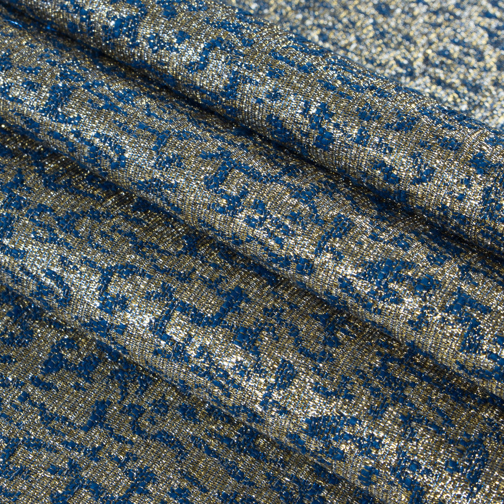 Metallic Gold and Blue Abstract Jacquard