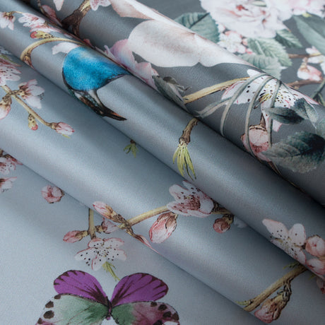 Roses, Hummingbirds and Butterflies Digitally Printed on a Lily Pad Premium Mikado/Twill