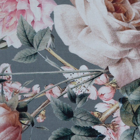 Roses, Hummingbirds and Butterflies Digitally Printed on a Lily Pad Premium Mikado/Twill