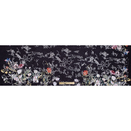 Floral Digitally Printed Butterfly Jacquard with Silver Metallic Embroidery