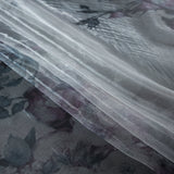 Purple and Silver Floral Printed 3D Organza