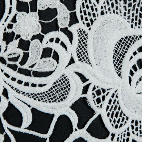 Embroidered Guipure Lace - White Floral