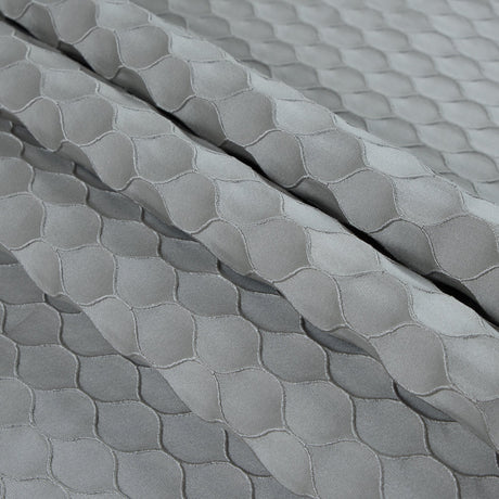 Silver Geometric Embroidered Polyester Satin