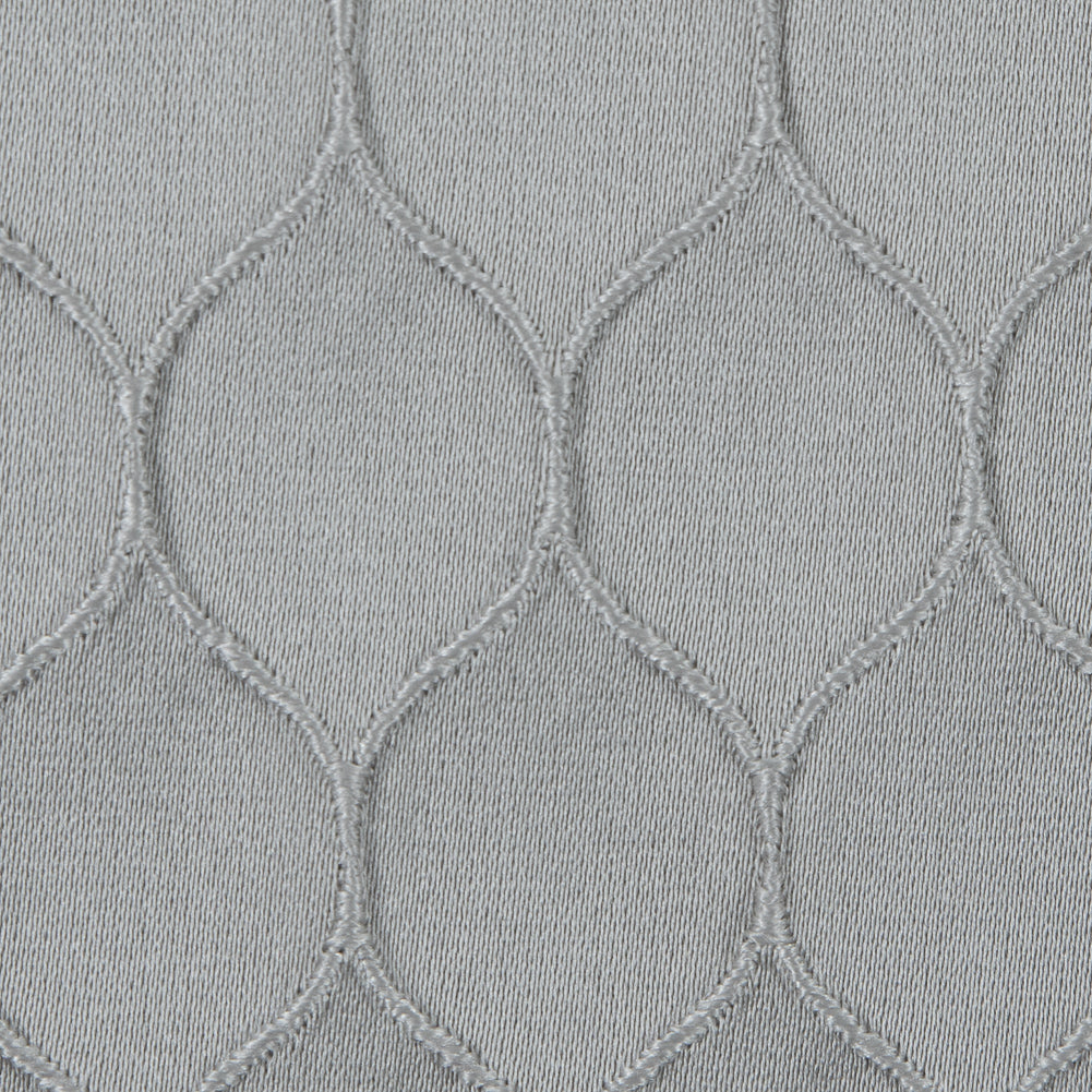 Silver Geometric Embroidered Polyester Satin
