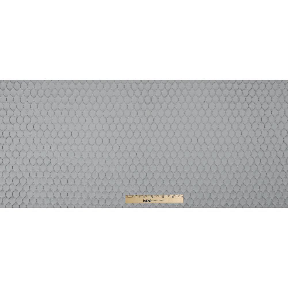 Silver Geometric Embroidered Polyester Satin