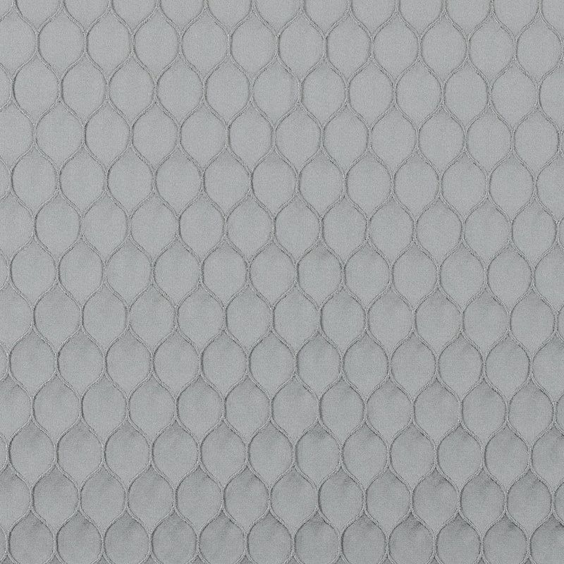 Silver Geometric Embroidered Polyester Satin