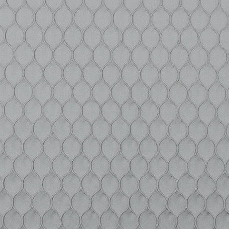 Silver Geometric Embroidered Polyester Satin