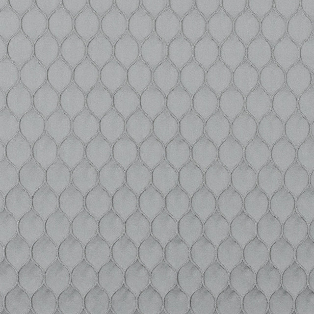 Silver Geometric Embroidered Polyester Satin