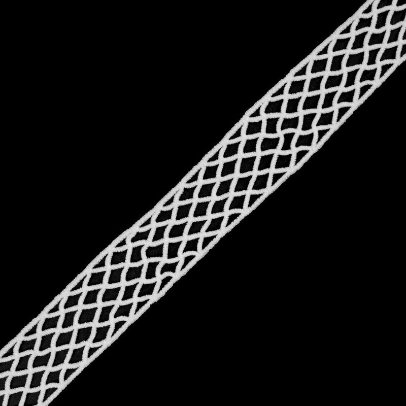 White Criss Cross Chenille Trim - 2"