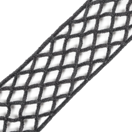 Dark Gray Criss Cross Chenille Trim - 2"