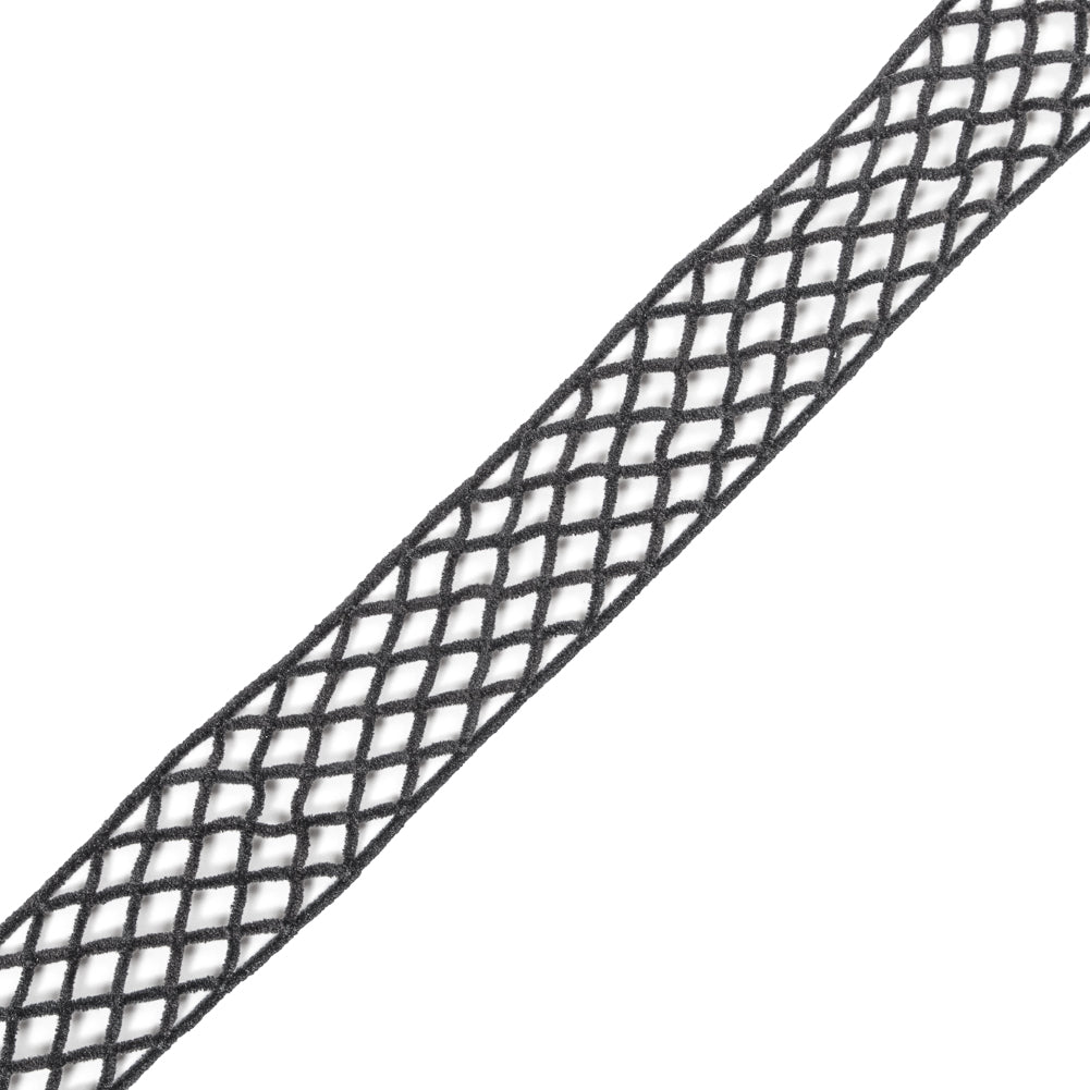 Dark Gray Criss Cross Chenille Trim - 2"