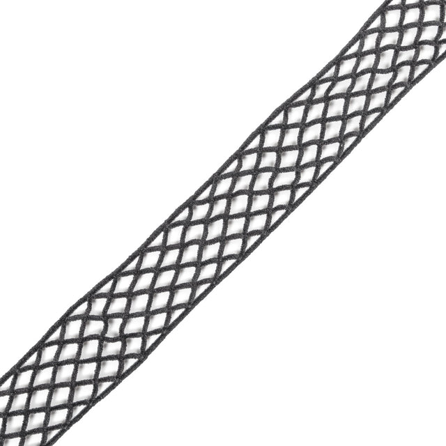 Dark Gray Criss Cross Chenille Trim - 2"