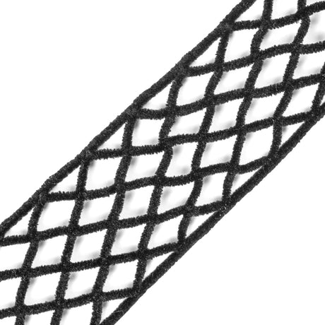 Black Criss Cross Chenille Trim - 2"