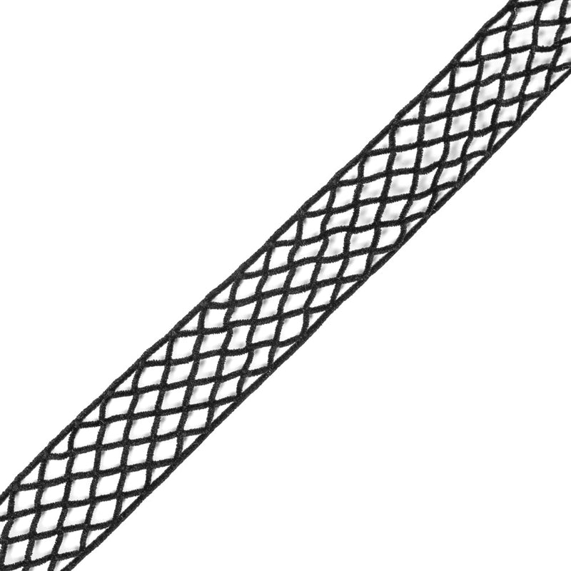 Black Criss Cross Chenille Trim - 2"