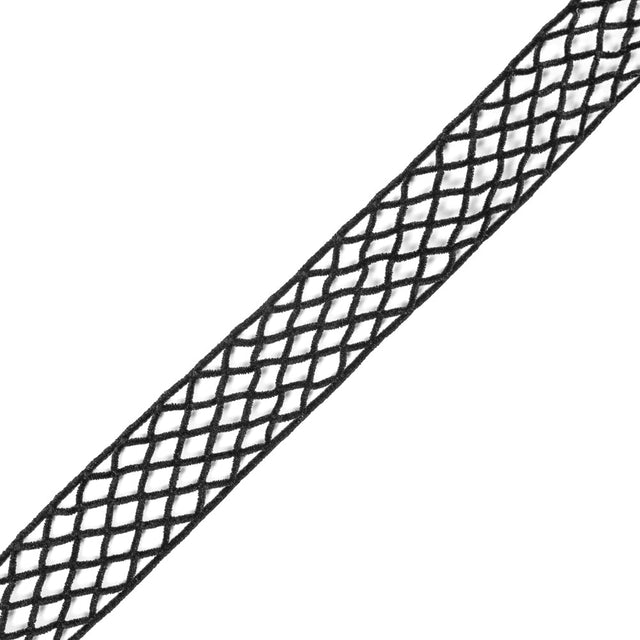 Black Criss Cross Chenille Trim - 2"