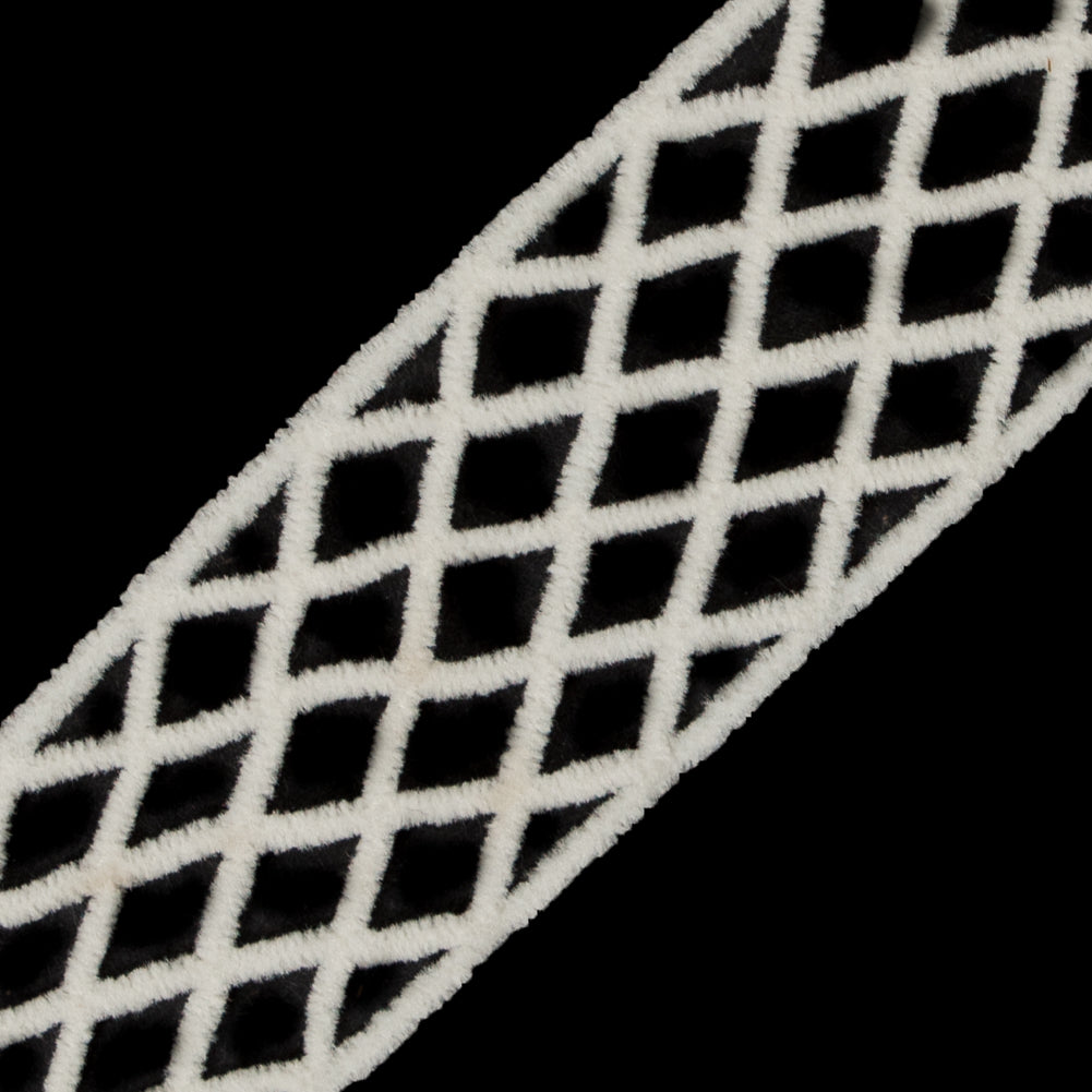 Off White Criss Cross Chenille Trim - 2"