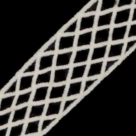 Off White Criss Cross Chenille Trim - 2"