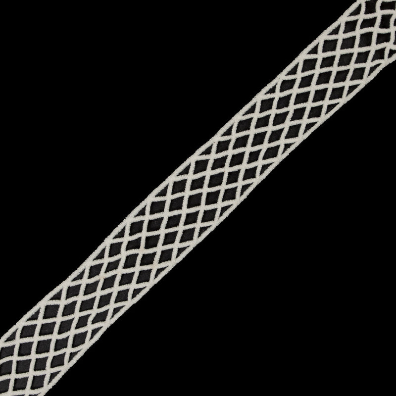 Off White Criss Cross Chenille Trim - 2"