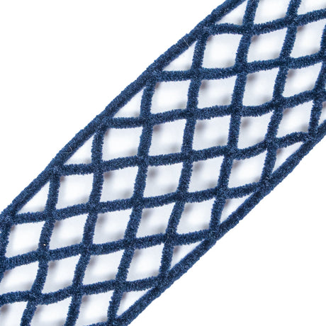 Navy Criss Cross Chenille Trim - 2"