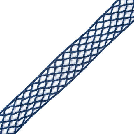 Navy Criss Cross Chenille Trim - 2"