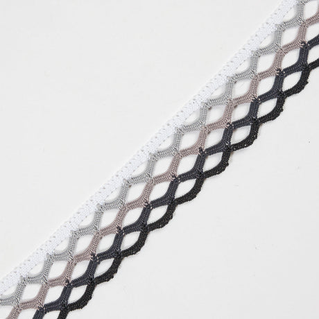 Black Ombre Crochet Trim - 1.5"