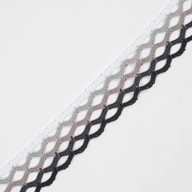 Black Ombre Crochet Trim - 1.5"