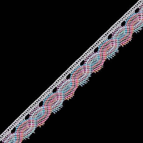 Ivory Multicolor Crochet Trim - 1"