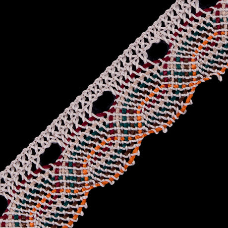 Beige Multicolor Crochet Trim - 1"