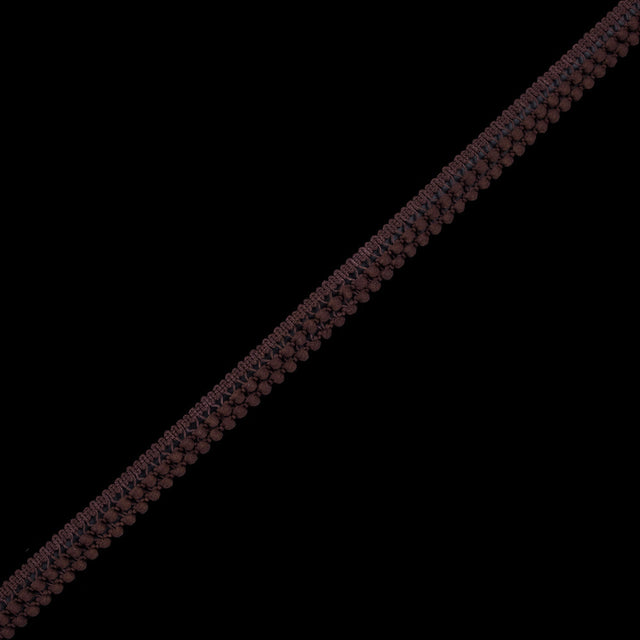 Dark Brown Two Row Mini Pom Pom Trim