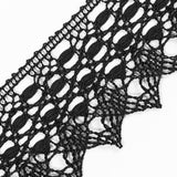 European Black Scalloped Crochet Lace Trim with Satin Ribbon Detail - 2"