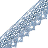European Light Blue Scalloped Crochet Lace Trim with Satin Ribbon Detail - 2"