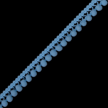 European Sky Blue Single Row Mini Pom Pom Trim