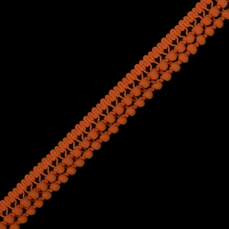 European Orange Two Row Mini Pom Pom Trim