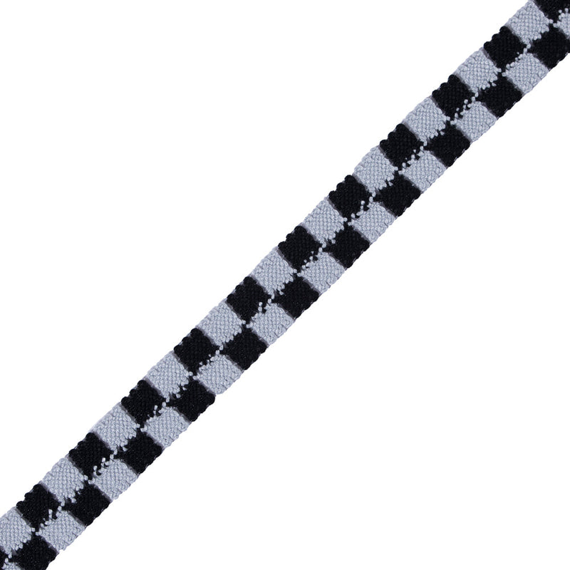 Black and Silver 2 Row Checkered Crochet Trim - 1"