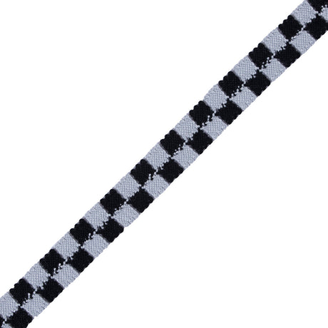 Black and Silver 2 Row Checkered Crochet Trim - 1"